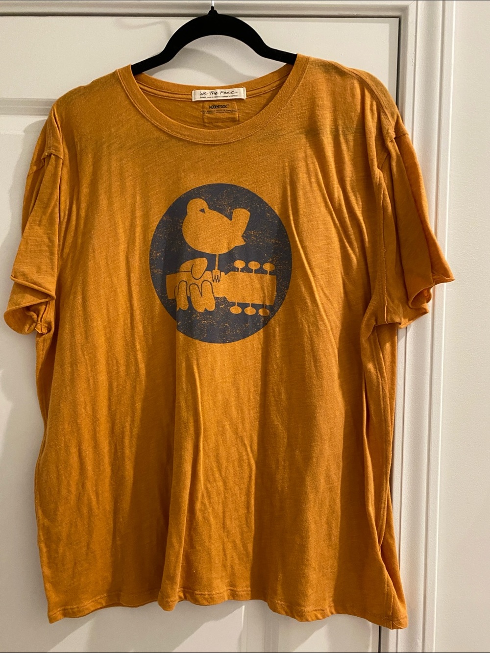 Free People Mustard Yellow Graphic Short Sleeve Tee
